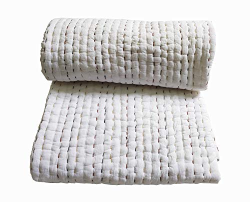 Exportindia 100% Cotton Reversible & Light-Weight Quilt Bedspread Extra Comfort Coton Filling Razai (King/Queen Size 90x108 Inch)