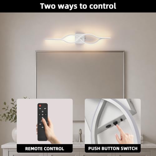 Image of Battery Operated Wall Sconces Set of 2, Sliver 31.4'' LED Dimmable Wall Sconce with Remote Control, Adjustable Color Temperature Brightness for Living Room Bedroom and Hallway Rechargeable Lighting