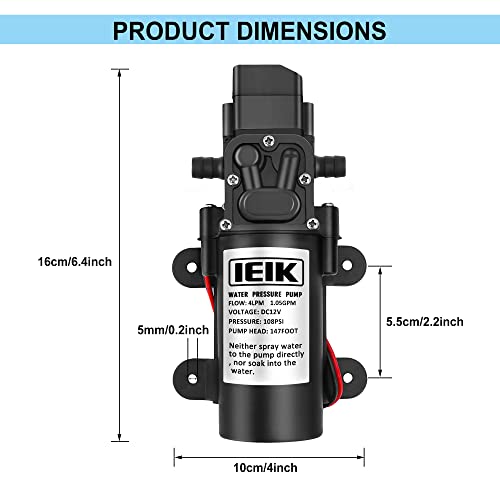 Image of 12 Volt Diaphragm Pump 4LPM 1.05 GPM 108PSI Self Priming Sprayer Pump 12V DC Fresh Water Pressure Sprayer Pump Adjustable for RV Camper Marine Boat Lawn (45W)