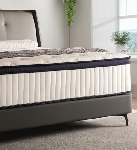 Mattress 10 Inch Full Size Memory Foam and Springs Hybrid Mattress in a Box, Stress Relief and Cooling, Black & White Medium Firm Colchon, Fast Reboud.