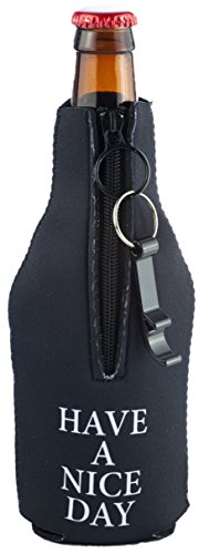 Funny Guy Mugs Have A Nice Day Collapsible Neoprene Bottle Coolie - Middle Finger on Bottom