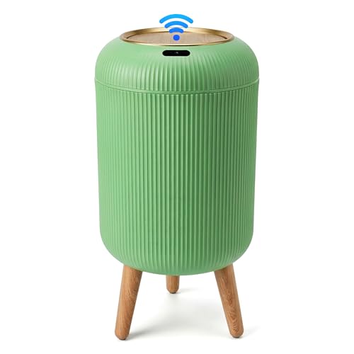 Image of Pukomc Smart Sensor Wastebasket, Convenient and Hygienic Easy to Use, Technology Sensor Waterproof Wastebasket Plastic Trash can for Kitchen, Bathroom, Bedroom, Living Room, Office and Outdoor Green