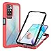 GOKEN Cover per Xiaomi Redmi 10 4G, 360° Custodia con Pellicola Protettiva Integrata Rugged Case, TPU Silicone Bumper + PC Retro Rigido, Rosso