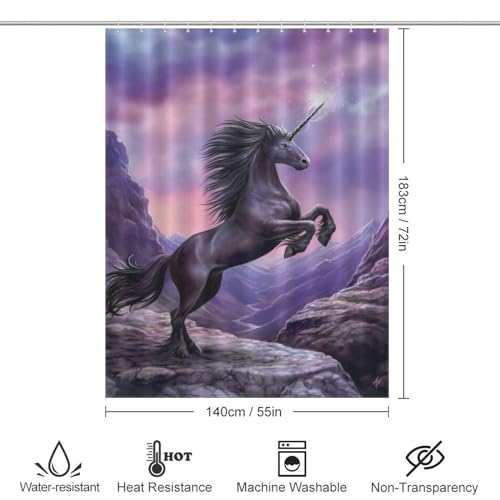 Rideau de douche cheval imperméable polyester avec 12 anneaux