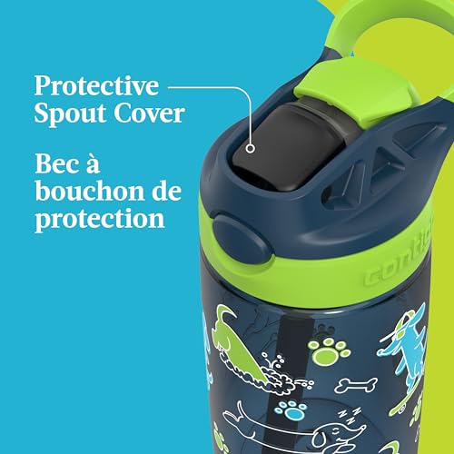 Image of Contigo Aubrey Leak-Proof Spill-Proof Water Bottle, Lime with Dogs, 14 oz