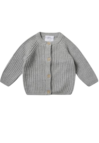Stellou & friends Cardigan-Strickjacke für Mädchen und Jungen | Hochwertige Baby-Kleidung aus 100% Baumwolle | Gr. 62/68 - Stone Grey Melange