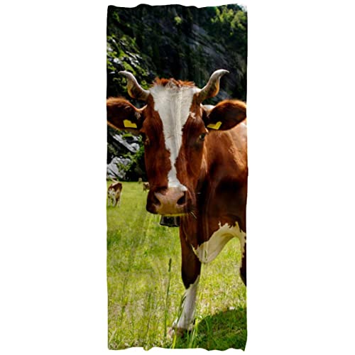 Écharpe légère vaches sur champ vert châle enveloppant pour balade automne et hiver