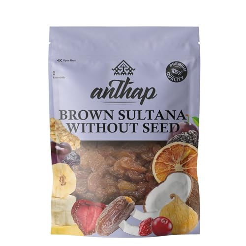 Anthap Turkish Brown Sultana Raisins Without Seed Sun Dried Naturally Sweet Rich in Fiber No Added Sugar or Preservatives Perfect for Snacking & Baking Rich in Nutrients 1kg