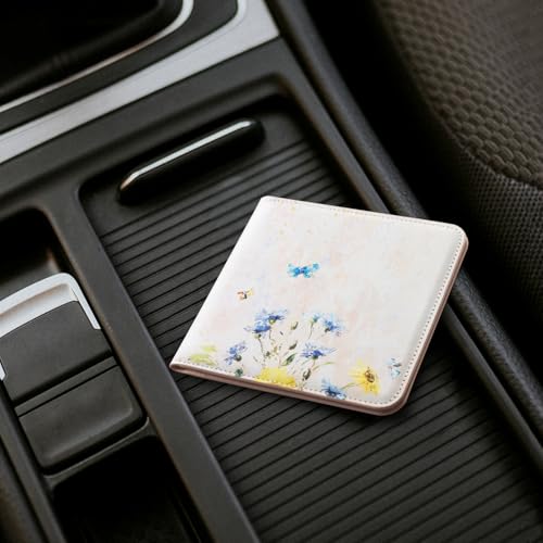 Image of CoBak Car Registration and Insurance Holder - Vehicle Glove Box Car Organizer, Auto Truck Comparment Accessories Case for Essential Document, Driver License, Cards (Oil Painting Pink)