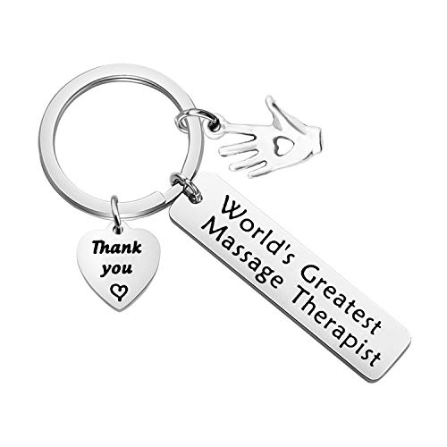WSNANG Massage Therapist Gift Massage Therapy School Student Gift World's Greatest Massage Therapist Keychain With Healing Hand Charm Gift for Massage Therapist (MT Keychain)