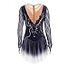 Figure Skating Dress for Girls Applique Women Ice Back Zipper Competition Dance Outfit with Shiny Rhinestone(Black,Large)