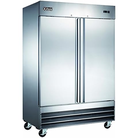 Xiltek 54" Commercial Two Door Freezer, All Stainless Steel, 49 cu.ft Reach-in Freezer for Restaurant, Bar, Shop, Food Cover