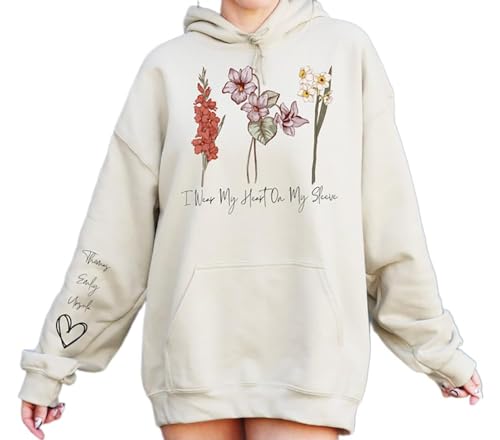 I Wear My Heart on My Sleeve - Custom Women Sweatshirt, with Names on the Sleeve, available for T shirt