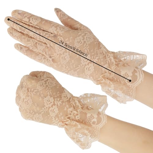 Lace Gloves for Halloween, Prom, Vampire Party, Wedding, Tea Party - White Formal Gloves2