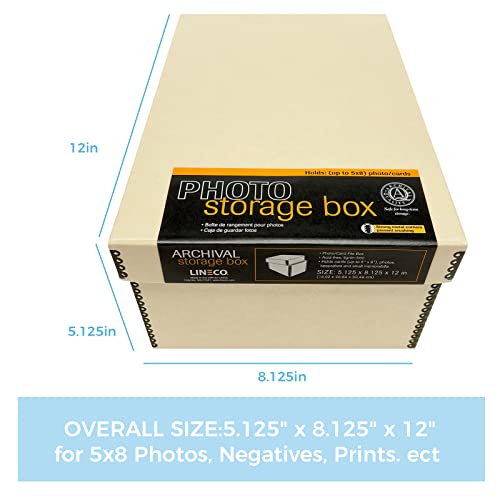 Lineco, Tan Photo Snapshot Photo, Card, File Box Removable Lid. Bulk Storage Negatives, Prints, Films. Museum Level Archival Storage Box. Protects Photos And Negatives. (5"X8"X12") #TOP1