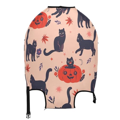 Halloween Cat and Pumpkin Luggage Cover for Suitcase, Elastic Travel Protector with Zipper, Washable Anti-Scratch Dustproof Luggage Sleeve Fits 29-32 Inch2
