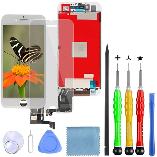LanSupp Compatible with iPhone 7 Plus Screen Replacement White,5.5" LCD Display Touch Screen Digitizer Frame Assembly Set with Repair Tools Kit