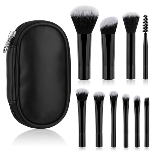 10 Pcs Travel Makeup Brush Set Mini Makeup Brushes...