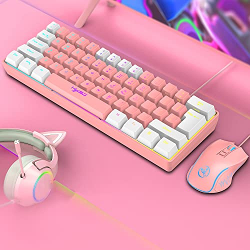 Gaming-Tastatur-Maus-Kombination, RGB-Keyboard + Mäuse + Mauspad, Stecker und Spiel, mechanisches Gefühl Tastatur Rainbow LED Gaming Mouse 3600 DPI, für PS4 PS5 PC Mac Laptop (Rosa) - Image 7