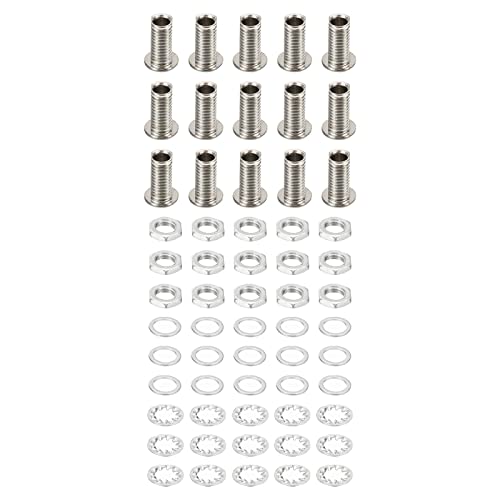 PATIKIL M8x15mm ラウンドヘッド 中空ネジボルト 4種類セット 60個入り スルーホールボルト シャンデリアファスナー 六角ナット ガスケット付き