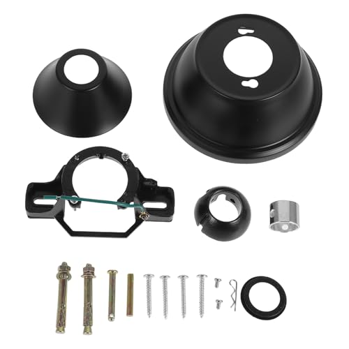 TOMETURE 1 juego de kit de montaje para ventilador de techo: Kit de soporte para techo tipo catedral - Herrajes de montaje negros con bola de suspensión, cable de tierra para la cubierta y herrajes -