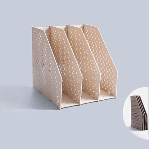 WEBN Desktop File Magazine Folder Holder 3 Section Plastic Hollow Documents Foldable File Cabinet Shelf Frames Dividers Rack Display and Storage Cover