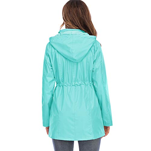 ANMM Casaco feminino impermeável com capuz e zíper à prova de intempéries.