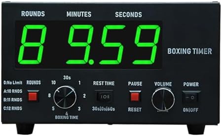 LED Boxing Timer - Adjustable Gym Timer with Buzzer & Stopwatch, Selectable Training Durations & Cycle Repeats for Muay Thai, Kickboxing, MMA, and Fitness Workouts