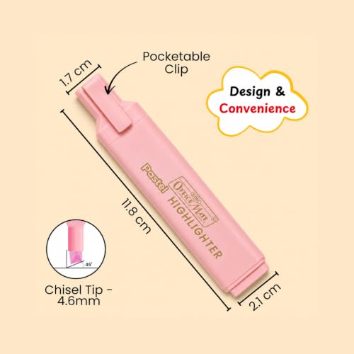 Image of Soni Officemate Pastel Highlighters | 5 Smoothing Shades Hilighter Pouch Pack | Flexible Line Width | Quick Drying & Smudge Proof Pastel Ink | Non-Toxic | Safe for Children's | Chisel Tip | Pack of 1