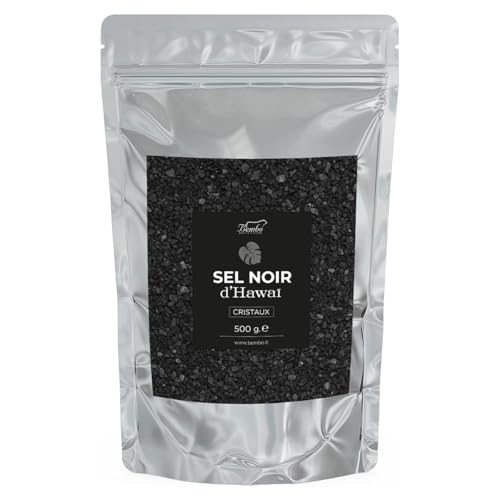 Sel Noir d'Hawaï Bembo 500 g – Sel décoratif pour vos plats de poisson, œufs et viandes – Riche en charbon actif naturel.