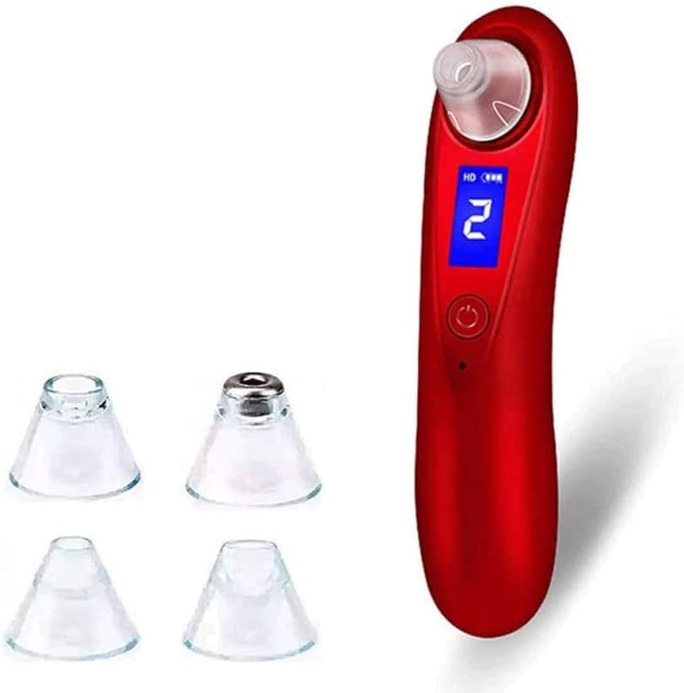 Blackhead Remover Vacuum Electric Blackhead Removal Tool Facial Pore Cleaner Extractor USB Rechargeable Beauty Device kit with 3 Adjustable Suction & 4 Probes Deep Cleansing (Color : Red) (Red )