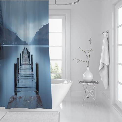 Rideau de douche paysage marin haute definition en tissu polyester haut de gamme 90x180