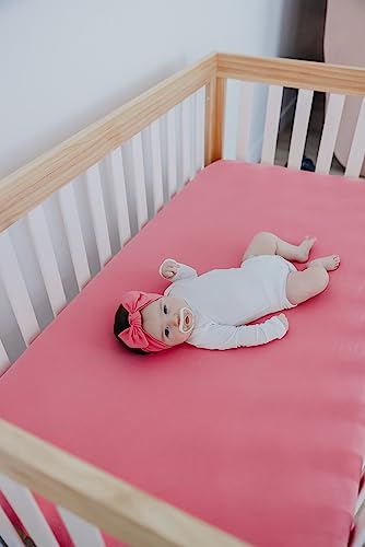 Image of Copper Pearl Premium Knit Crib Sheets for Boys and Girls: Breathable, Soft, Fitted for Standard Mattresses, Baby Registry or Shower Gift, Flamingo