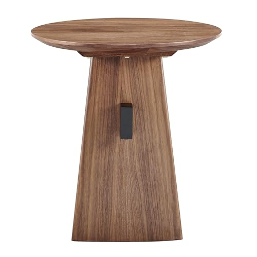 Image of Euro Style Folke 20 inch End Table | Modern Industrial Accent | Functional Side Table for Living Room, Bedroom, Home Office, or Hospitality | Walnut Finish with Matte Black Steel Cross Bar