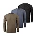 DEHORU 3 Pack Mens' Waffle Shirts Long Sleeve Shirt Regular Fit Casual T-Shirt Crewneck Lightweight Pullover (BKDGKA L)