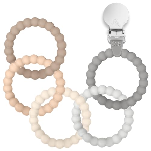 Image of Ryan & Rose Cutie Clinks Attachable Teether Chew Toy for Babies (Neutral)