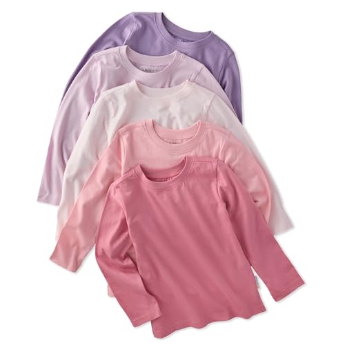 Image of Butterblu London 5-Pack Toddler Long Sleeve T-Shirts 100% Organic Cotton for Toddler Boys and Girls