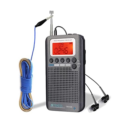 Retekess TR105 Air Band Radio Receiver Portable FM AM SW VHF Full Band Radio CB Receiver Digital Alarm Speaker with Extend Antenna LCD Display