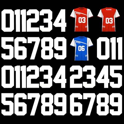 33 Pcs Iron on Numbers for Clothing - 8 Inch Heat Transfer Numbers 0 to 9 for Jersey, Sports Uniform, Basketball, Baseball, Football T-Shirt - Large White Numbers