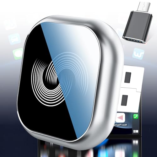 2026 Upgraded Wireless CarPlay Adapter, Bluetooth Car Play Wireless Adapter Mini 2-in-1 Android Auto Adapter, Plug & Play Zero Latency Auto-Connect, USB-A/Type-C Interface, Fits iOS 10+ & 2015+ Cars