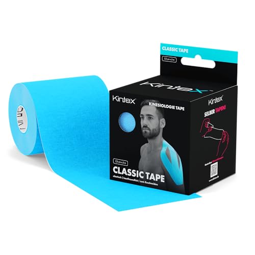 Kintex - Cinta Kinesiologica | Cinta Kinesiotape Resistente al Agua y a la Piel, 7,5cmx5m, Cinta para Deporte, Cintas Elásticas Fisioterapia | Venda Elástica Adhesiva | Vendas Elásticas (Azul)