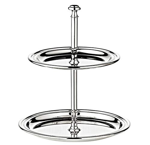 EDZARD Kleine Etagere Faden mit 2 Ebenen, Fadenrand, edel versilbert, anlaufgeschützt, Höhe 16 cm