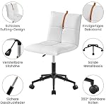 Yaheetech Schreibtischstuhl mit Verstellbare Sitzhöhe Bürostuhl ohne Armlehne Drehstuhl mit Rollen Schminktisch Stuhl mit Braune Band für Schlafzimmer/Büro – Bild 4