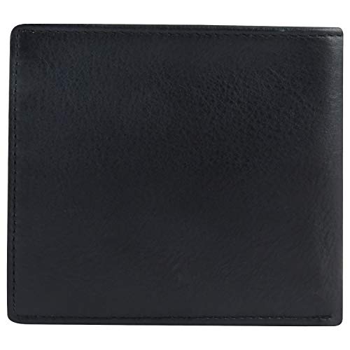 Image of KARA Black Men's Nappa Leather Bifold Wallet | Slim Genuine Leather Wallet with 8 Card Holder Slots | Compact Everyday Wallet for Office, Travel, Gifting and Daily Use | A Great Gift for Him