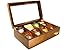 The Bamboo Leaf Wooden Tea Storage Chest Box with 8 Compartments and Glass Window (Walnut)