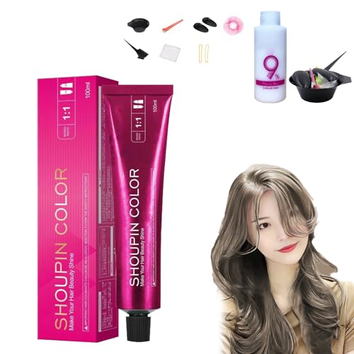 Luxuria Hair Dye No Bleach,Shecolo Hairs Dye, Shoupin Hair Color,No Hair Damage, No Bleaching Hair Nourishing Coloring Hairdye for Women and Men (Milk Tea Gray-Brown)