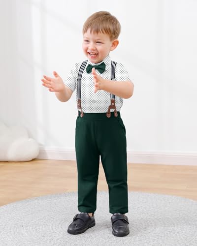 DISAUR Boy Clothes Suits, Big Kid Dress Shirt with Bowtie + Suspender Pants Outfit Sets Gentleman Wedding 6-10 Years - Image 3