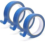 3 Rolls Blue Painters Tape, 1 Inch Blue Masking Tapes, Multi-Surface Medium Paint Tape with Adhesive for Safe Wall Painting, DIY Crafts, Arts, Decorations, Labeling, Edge Finishing (22 Yards, 66FT)