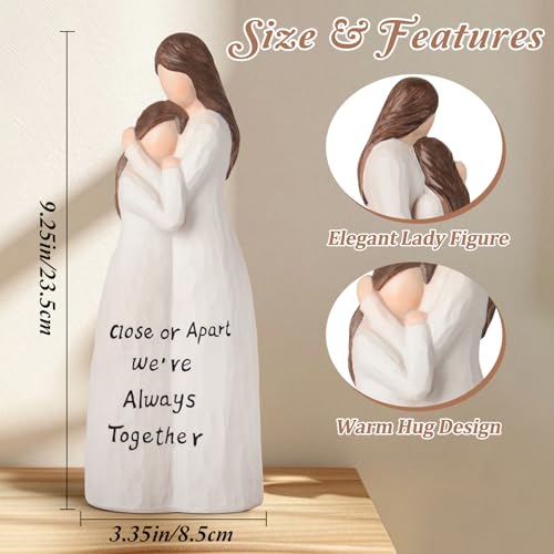VOFSTAND Mother Daughter Figurine – Hand-Painted Resin Sculpture, Emotional Mom and Daughter Hug Statue, for Mom, Birthday Gifts from Daughter, Sentimental Home Decor Keepsake — view 3