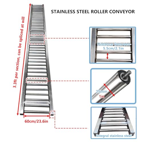 Convoyeur à rouleaux en inox léger avec structure durable de 2 mètres - 4